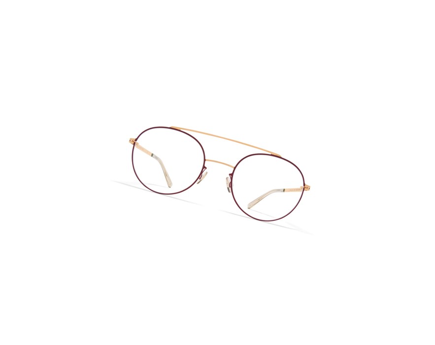 Glasses Mykita Lite Acetate Almeta Optical Frame Champagne Gold/Cranberry / Clear | 14768-EWDY
